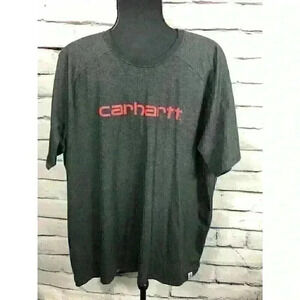 Carhartt Mens Size 2XL Relaxed Fit Gray/Red Short Sleeve Shirt